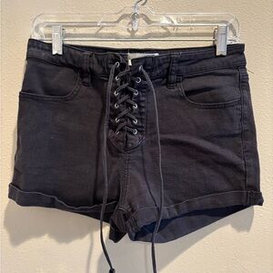 PacSun Black Lace-Up High Waist Shorts